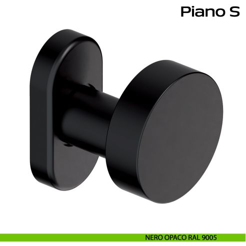 Pomolo fisso in acciaio per porta Piano S Reguitti Inox rosetta ovale - nero opaco RAL 9005