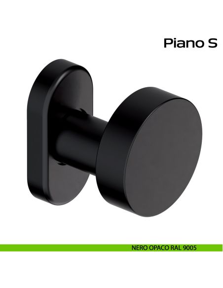 Pomolo fisso in acciaio per porta Piano S Reguitti Inox rosetta ovale - nero opaco RAL 9005