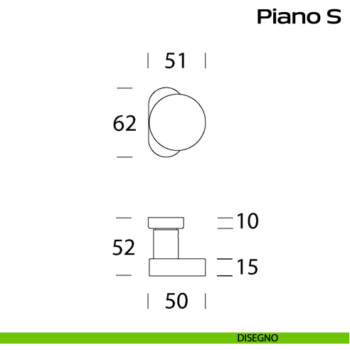 Pomolo fisso in acciaio per porta Piano S Reguitti Inox rosetta ovale disegno