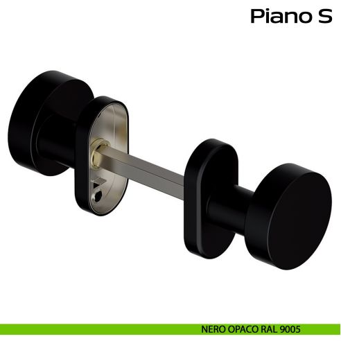 Pomolo girevole in acciaio per porta Piano S Reguitti Inox rosetta ovale - nero opaco RAL 9005