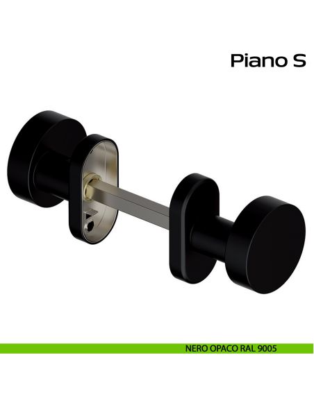 Pomolo girevole in acciaio per porta Piano S Reguitti Inox rosetta ovale - nero opaco RAL 9005