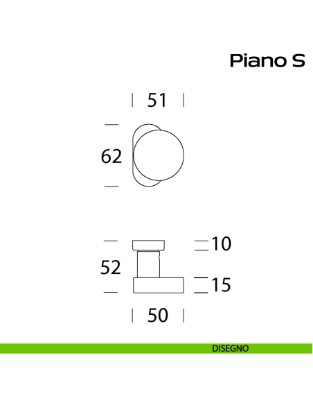 Pomolo girevole in acciaio per porta Piano S Reguitti Inox rosetta ovale - disegno