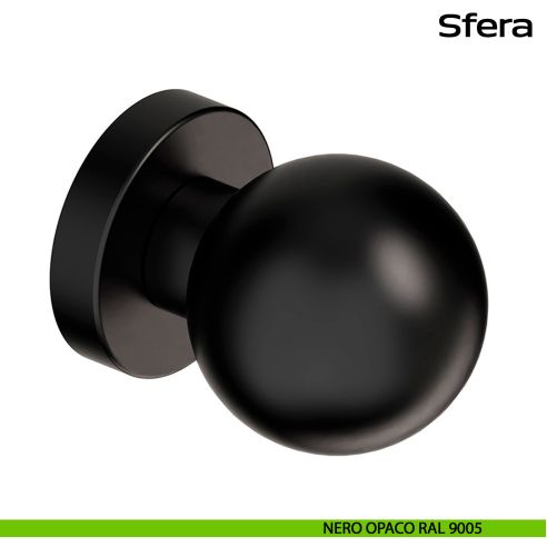 Pomolo fisso diametro 50 mm in acciaio per porta Sfera Reguitti Inox - nero opaco RAL 9005