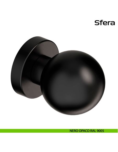 Pomolo fisso diametro 50 mm in acciaio per porta Sfera Reguitti Inox - nero opaco RAL 9005