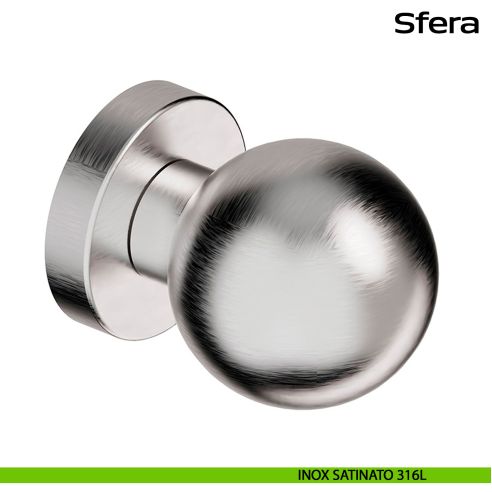Pomolo fisso diametro 50 mm in acciaio per porta Sfera Reguitti Inox - inox satinato 316L