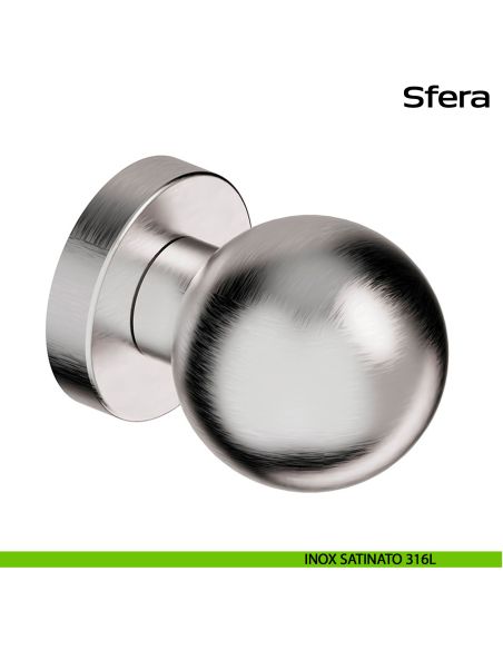Pomolo fisso diametro 50 mm in acciaio per porta Sfera Reguitti Inox - inox satinato 316L