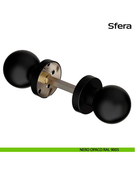 Pomolo girevole in acciaio per porta Sfera Reguitti Inox - nero opaco RAL 9005