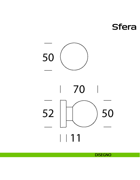 Pomolo girevole in acciaio per porta Sfera Reguitti Inox - DISEGNO