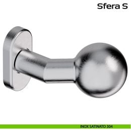 Pomolo fisso in acciaio per porta Sfera S Reguitti Inox rosetta ovale 2
