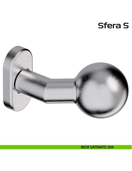 Pomolo fisso in acciaio per porta Sfera S Reguitti Inox rosetta ovale - inox satinato 304