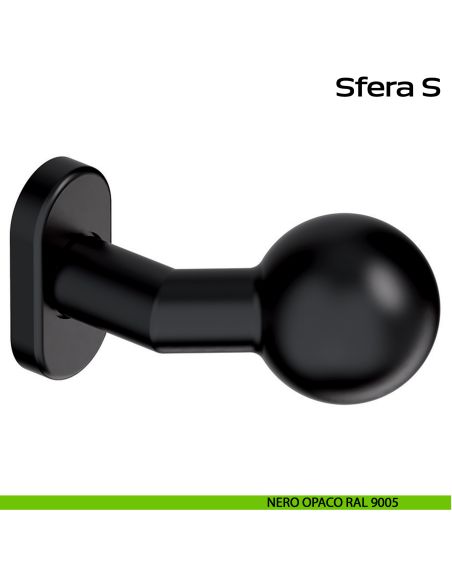 Pomolo fisso in acciaio per porta Sfera S Reguitti Inox rosetta ovale - nero opaco RAL 9005