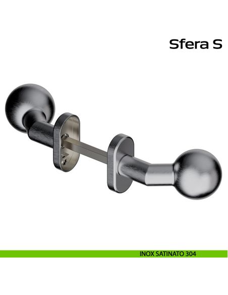 Pomolo girevole in acciaio per porta Sfera S Reguitti Inox rosetta ovale - inox satinato 304