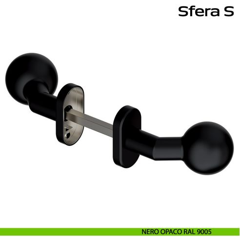 Pomolo girevole in acciaio per porta Sfera S Reguitti Inox rosetta ovale - nero opaco RAL 9005
