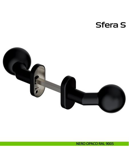 Pomolo girevole in acciaio per porta Sfera S Reguitti Inox rosetta ovale - nero opaco RAL 9005