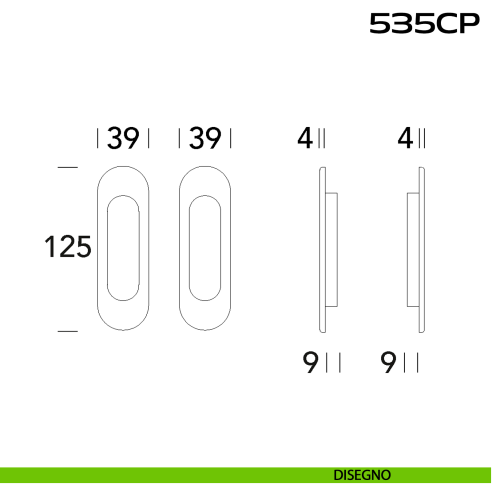 Placche incasso ovali cieche in acciaio 535 Reguitti Inox DISEGNO
