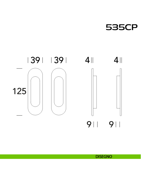 Placche incasso ovali cieche in acciaio 535 Reguitti Inox DISEGNO