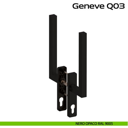 Maniglione per alzante scorrevole accoppiato con placca yale Genève Q03 Reguitti Inox - nero opaco RAL 9005
