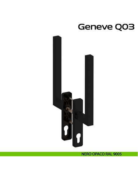 Maniglione per alzante scorrevole accoppiato con placca yale Genève Q03 Reguitti Inox - nero opaco RAL 9005