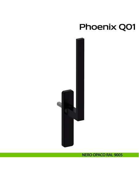 Maniglione per alzante scorrevole singolo cieco senza nicchia Phoenix Q01 Reguitti Inox - nero opaco RAL 9005
