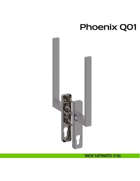 Maniglione per alzante scorrevole accoppiato con placca yale Phoenix Q01 Reguitti Inox - inox satinato 316L