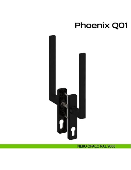 Maniglione per alzante scorrevole accoppiato con placca yale Phoenix Q01 Reguitti Inox - nero opaco RAL 9005