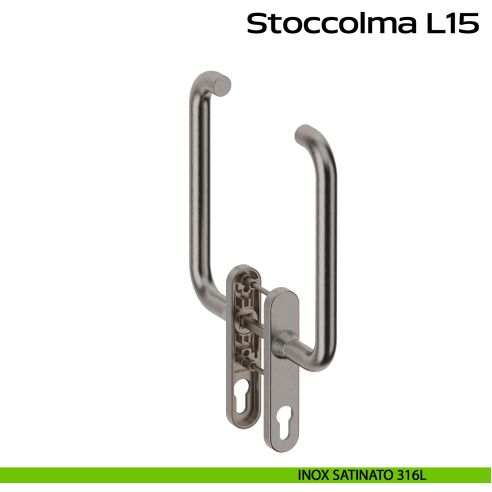 Maniglione per alzante scorrevole accoppiato con placca yale Stoccolma L15 Reguitti Inox - inox satinato 316L