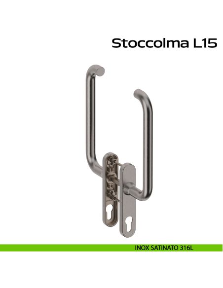 Maniglione per alzante scorrevole accoppiato con placca yale Stoccolma L15 Reguitti Inox - inox satinato 316L