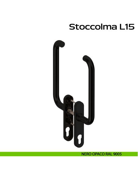 Maniglione per alzante scorrevole accoppiato con placca yale Stoccolma L15 Reguitti Inox - nero opaco RAL 9005
