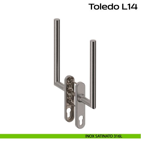 Maniglione per alzante scorrevole accoppiato con placca yale Toledo L14 Reguitti Inox - inox satinato 316L