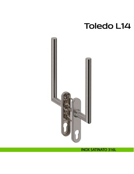 Maniglione per alzante scorrevole accoppiato con placca yale Toledo L14 Reguitti Inox - inox satinato 316L
