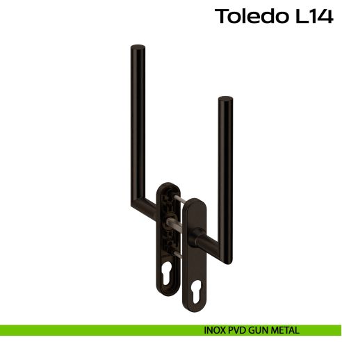 Maniglione per alzante scorrevole accoppiato con placca yale Toledo L14 Reguitti Inox - inox PVD GUN METAL