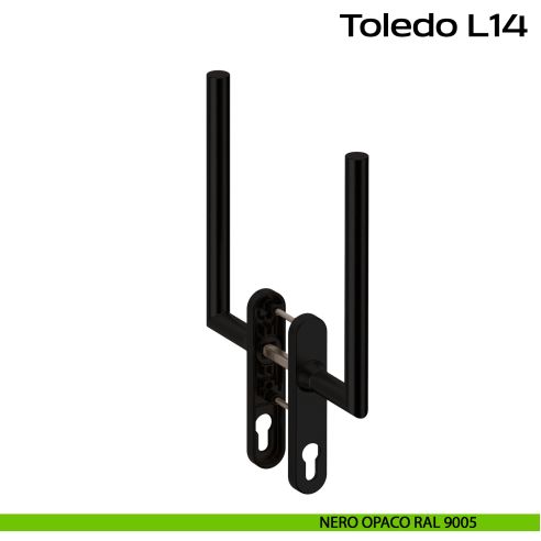 Maniglione per alzante scorrevole accoppiato con placca yale Toledo L14 Reguitti Inox - nero opaco RAL 9005