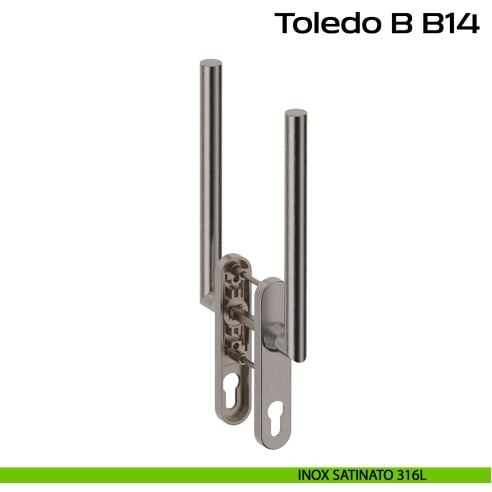 Maniglione ribassato per alzante scorrevole accoppiato con placca yale Toledo B B14 Reguitti Inox - inox satinato 316L
