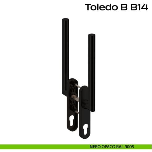 Maniglione ribassato per alzante scorrevole accoppiato con placca yale Toledo B B14 Reguitti Inox - nero opaco RAL 9005