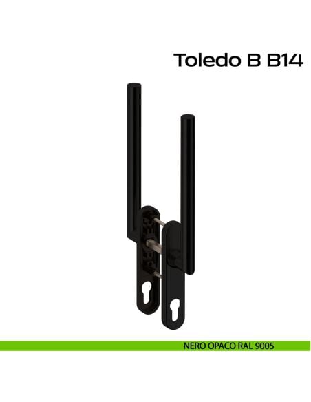 Maniglione ribassato per alzante scorrevole accoppiato con placca yale Toledo B B14 Reguitti Inox - nero opaco RAL 9005