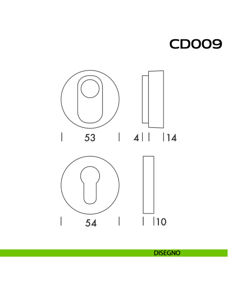 Bocchette di sicurezza tonde diametro 53 mm CD009 Reguitti Inox disegno