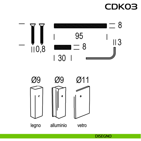 Kit fissaggio per porte in legno, alluminio, vetro e PVC CD K03 Reguitti Inox disegno