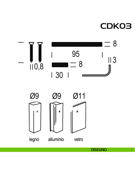 Kit fissaggio per porte in legno, alluminio, vetro e PVC CD K03 Reguitti Inox disegno