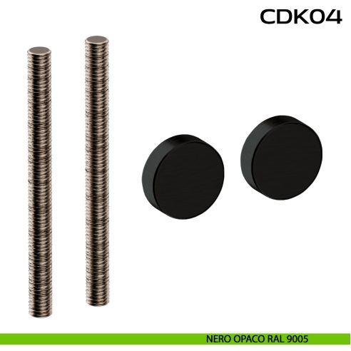 Kit fissaggio singolo passante per legno, alluminio e vetro CD K04 Reguitti Inox - nero