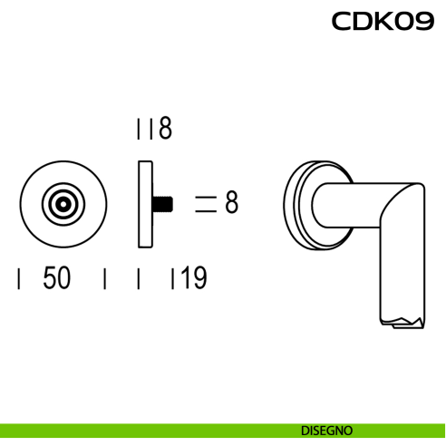 Kit fissaggio singolo con rosette tonde CD K09 Reguitti Inox disegno