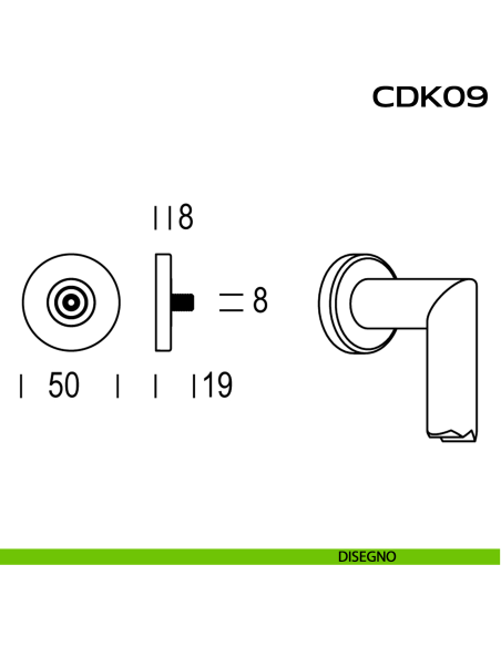 Kit fissaggio singolo con rosette tonde CD K09 Reguitti Inox disegno