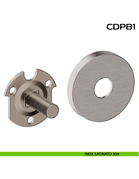 Kit fissaggio con rosetta tonda e piastrino per maniglioni dritti CD PB1 Reguitti Inox - inox satinato 304