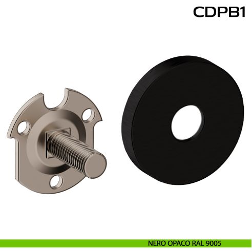 Kit fissaggio con rosetta tonda e piastrino per maniglioni dritti CD PB1 Reguitti Inox - nero opaco RAL 9005