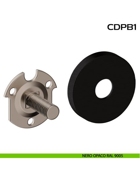 Kit fissaggio con rosetta tonda e piastrino per maniglioni dritti CD PB1 Reguitti Inox - nero opaco RAL 9005