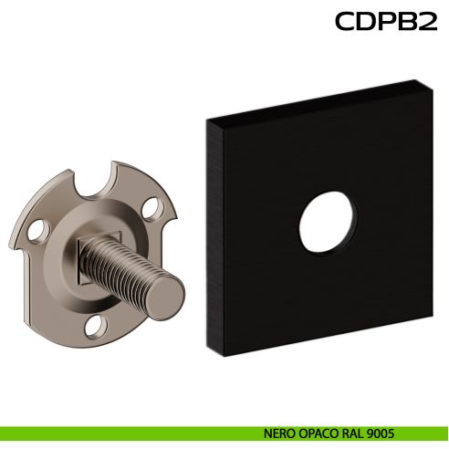 Kit fissaggio con rosetta quadrata e piastrino per maniglioni dritti CD PB2 Reguitti Inox - nero opaco RAL 9005