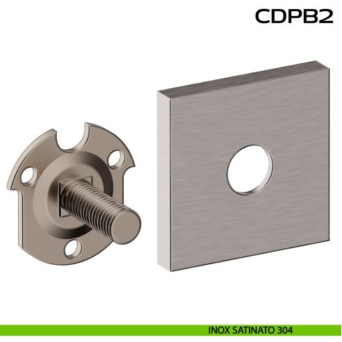 Kit fissaggio con rosetta quadrata e piastrino per maniglioni dritti CD PB2 Reguitti Inox - inox satinato 304