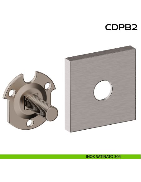 Kit fissaggio con rosetta quadrata e piastrino per maniglioni dritti CD PB2 Reguitti Inox - inox satinato 304