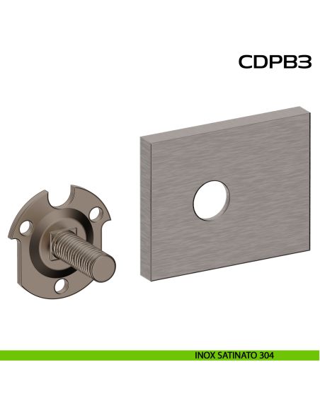 Kit fissaggio con rosetta rettangolare e piastrino per maniglioni zancati CD PB3 Reguitti Inox - inox satinato 304