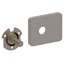 Kit fissaggio con rosetta rettangolare raggiata e piastrino per maniglioni zancati CD PB4 Reguitti Inox