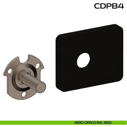 Kit fissaggio con rosetta rettangolare raggiata e piastrino per maniglioni zancati CD PB4 Reguitti Inox - nero opaco RAL 9005